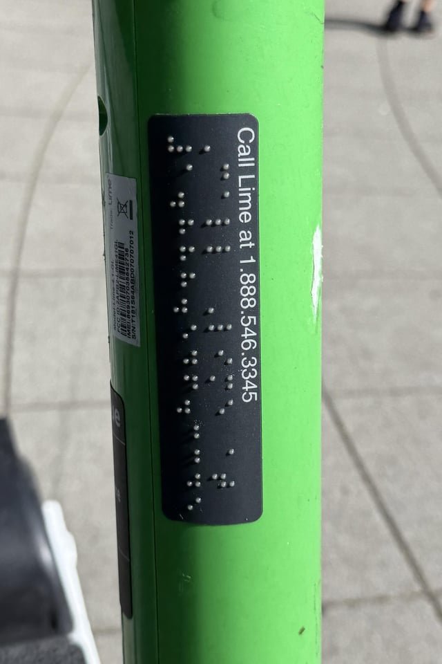 Lime now includes brail on their contact info