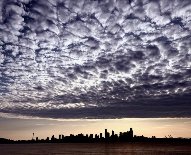 PHOTO: Cushiony sunrise sky over Elliott Bay