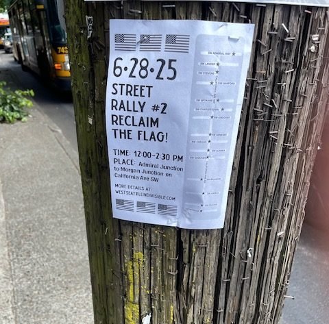 West Seattle Indivisible plans ‘Reclaim the Flag’ rally on streetcorners Saturday