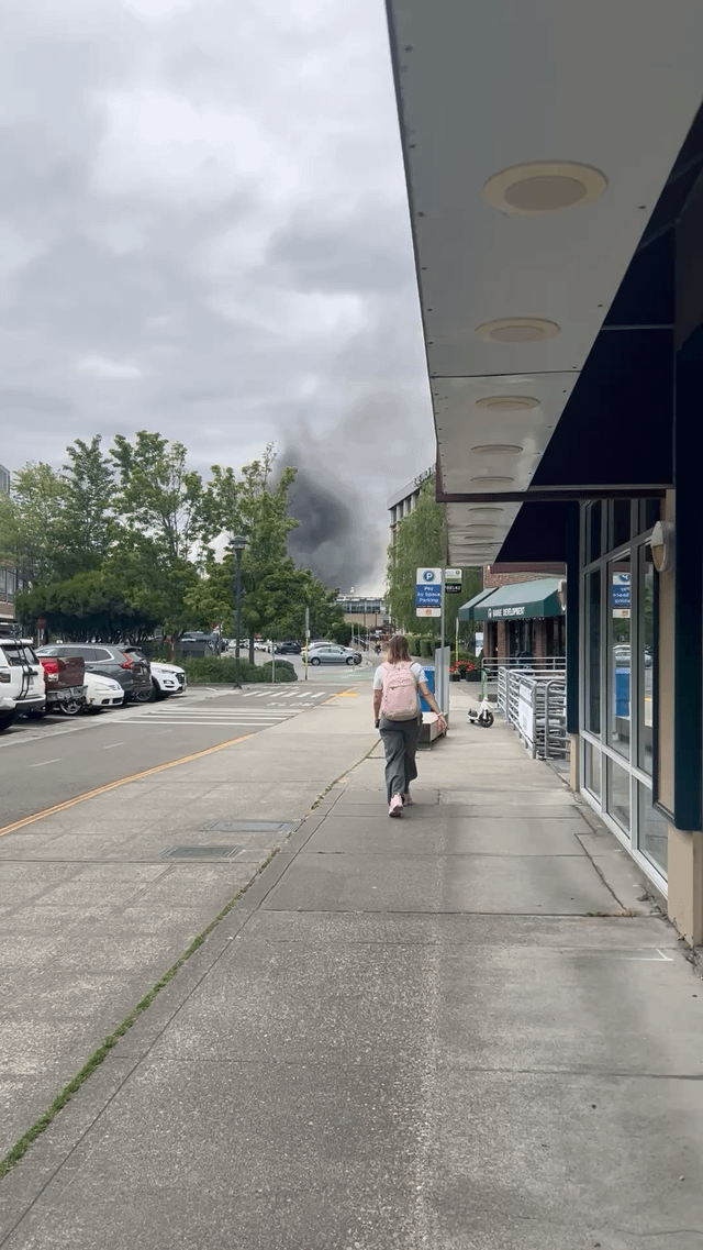 Ground footage of the Westlake marina fire