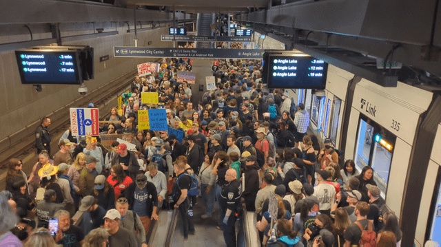 No Kings,Light rail station, Capitol Hill