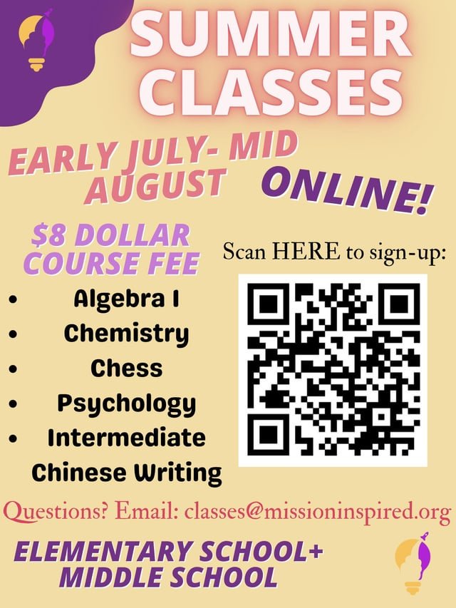Summer Class Signups Open for Elementary & Middle Schoolers