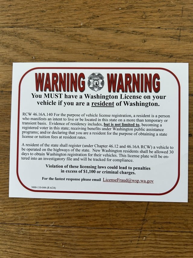 Received this from WA State Patrol, but I’m not a resident