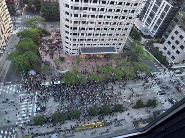 Anti ICE protest outside the Henry M Jackson federal building