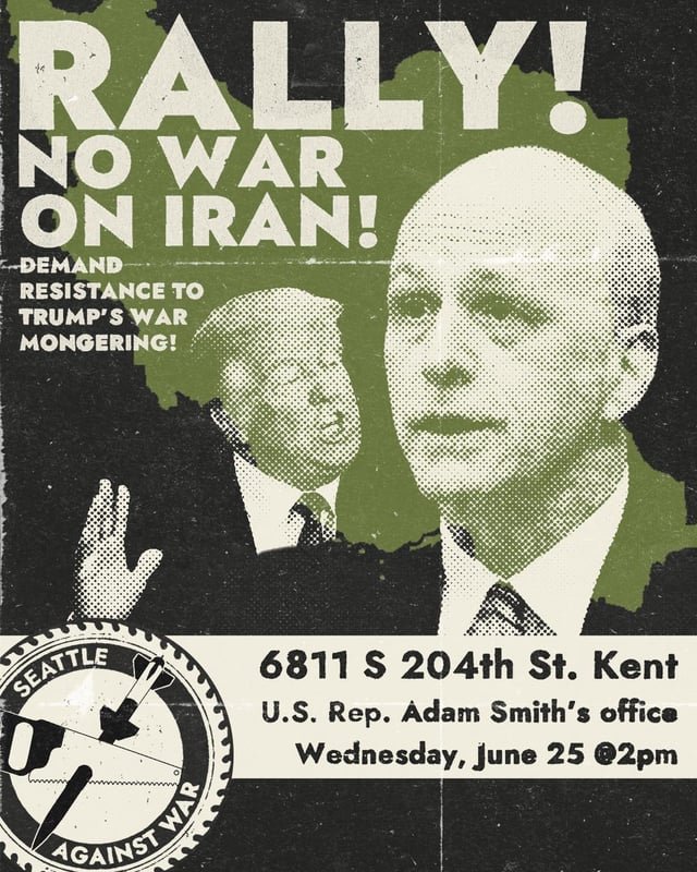 Wednesday, pressure Adam Smith to sign Thomas Massie’s resolution to prohibit Trump from engaging in any further attacks on Iran without direct congressional authorization!