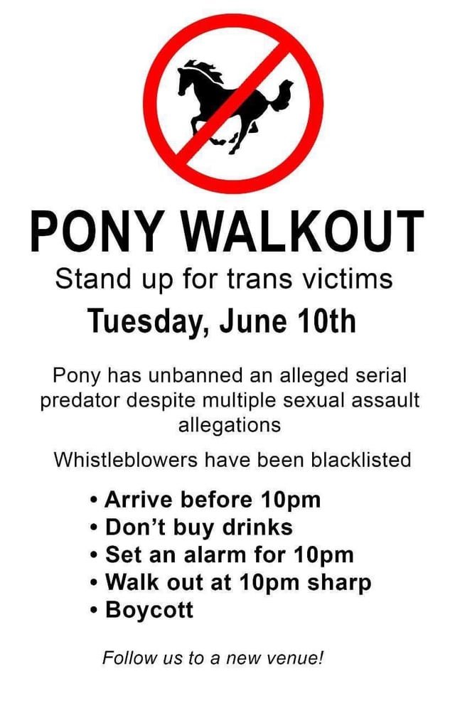 Show up to boycott Pony tonight!