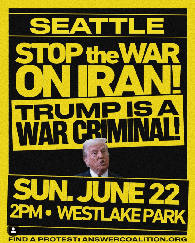 STOP THE WAR ON IRAN! Show up tomorrow and let Trump know his war is unacceptable!