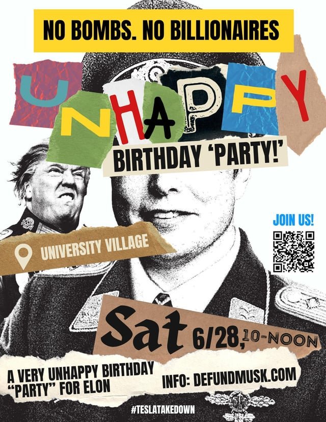 Tesla Takedown University Village: Special event to wish Elon a very UNhappy birthday!