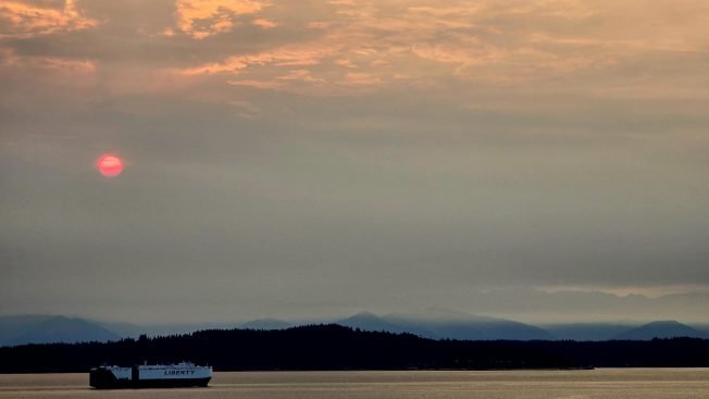 PHOTOS: Smoky sunset, seen from West Seattle
