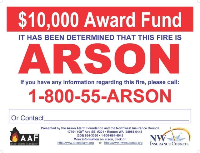 $10k reward for information on active arsonist