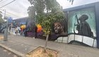 Chadwick Boseman films represented in Desmond Hansen’s mural: “Get On Up” (as James Brown), “42” (as Jackie Robinson), “Black Panther”, and “Da 5 Bloods”