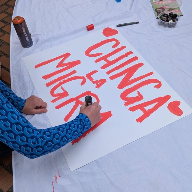 Happening right now! Free community sign making at the Henry M Jackson Federal Building in Seattle!