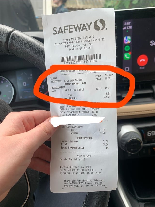 43% WA Liquor Charge?