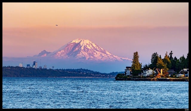 Mt Rainier from the Kingston/Edmonds ferry at sunset tonight