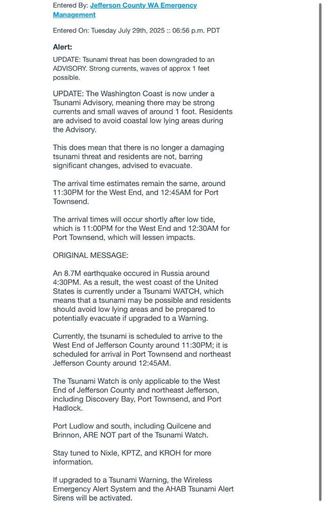 JEFFERSON COUNTY: TSUNAMI ALERT ERROR