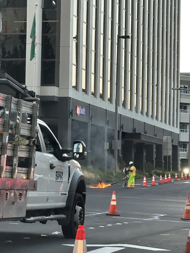 Why are they torching the road?
