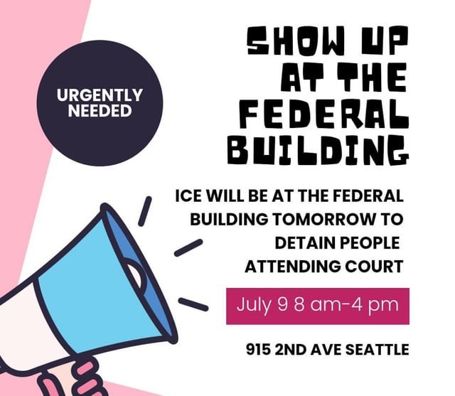 Ice will be at the federal building kidnapping individuals today allegedly.