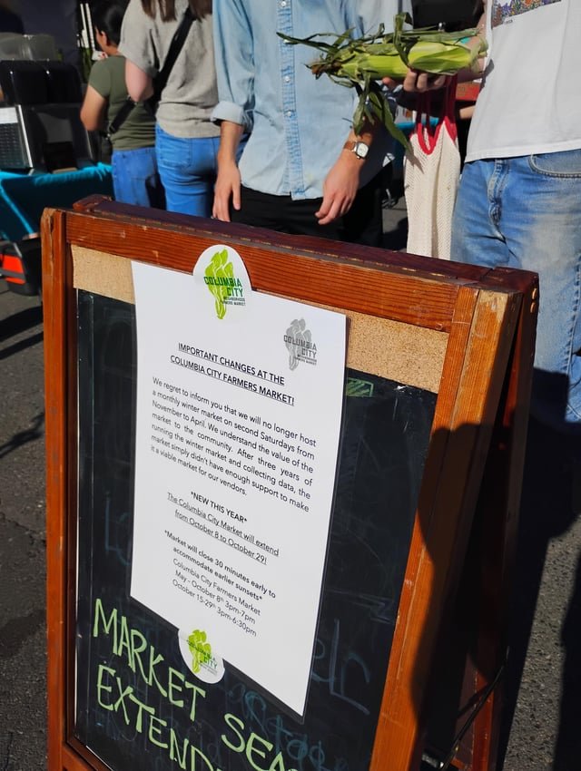 Columbia City Farmers Market update.