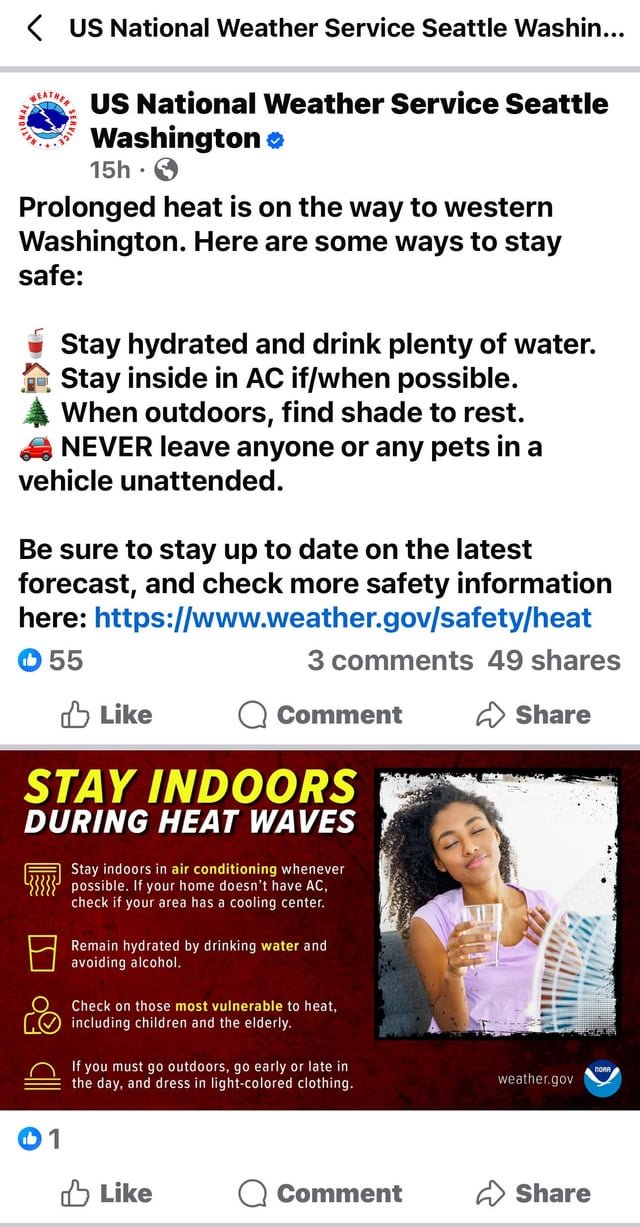 Stay out of the sun, stay hydrated, and stay safe.