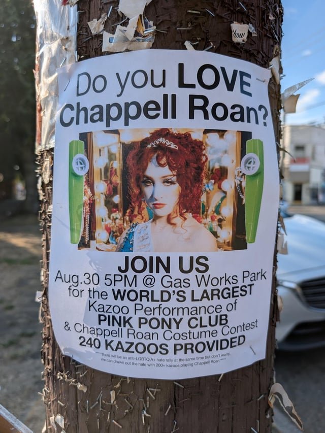 240 Chappell Roan kazoos at Gas Works to drown out anti-LGBTQIA+ rally