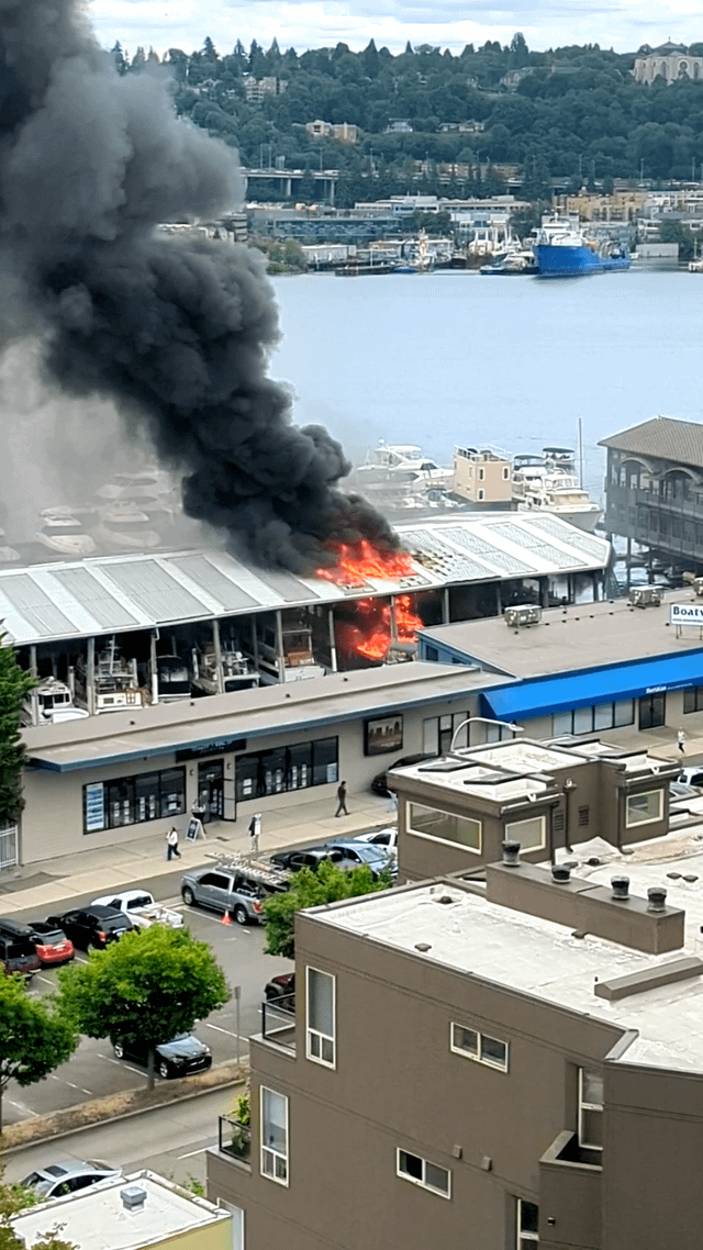 Close view of Westlake boat fire at the marina in June