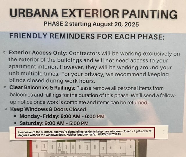Urbana – “windows closed during extreme heat”