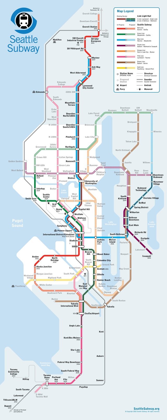 When did SeattleSubway publish a new vision map? (2025 edition)