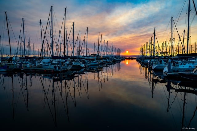 Last night’s smoky sunset at Shilshole Marina