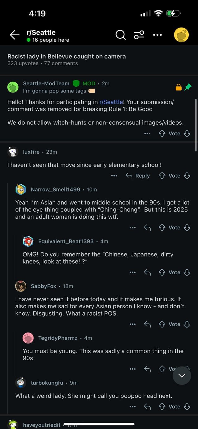 Why has a video of someone being racist been removed?