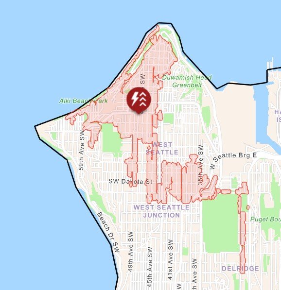 UPDATE: Fallen tree(s) blamed for another big West Seattle power outage
