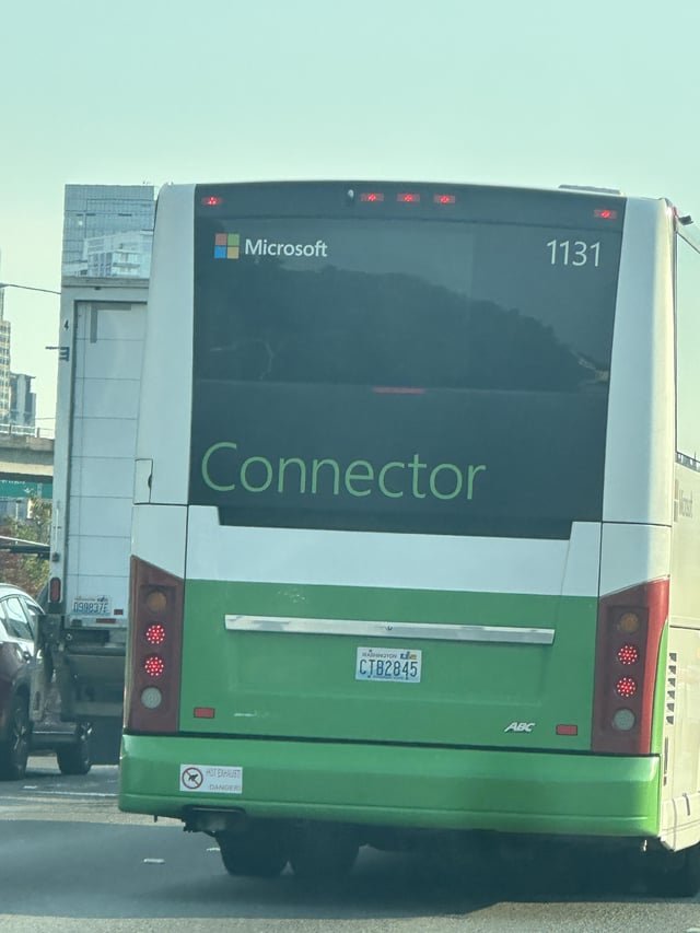 This Microsoft bus was driving, erratically on the road and almost caused a few accidents. Does anyone know how I can contact Microsoft to let them know about this bus driver?