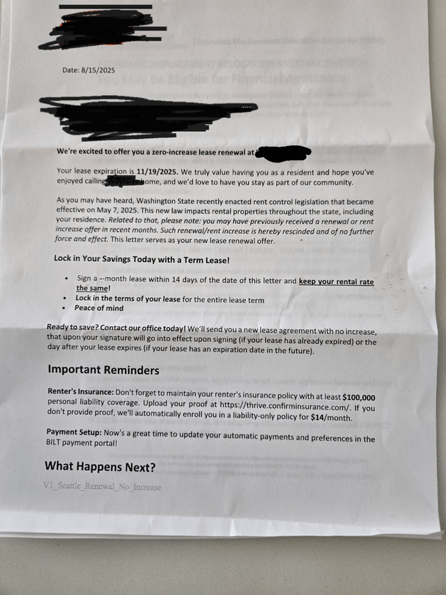 Weird Lease Renewal Letter
