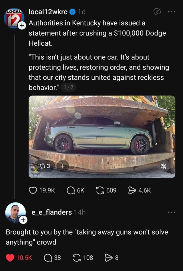 Crushing response noted, but at least someone will actually do something about hellcats