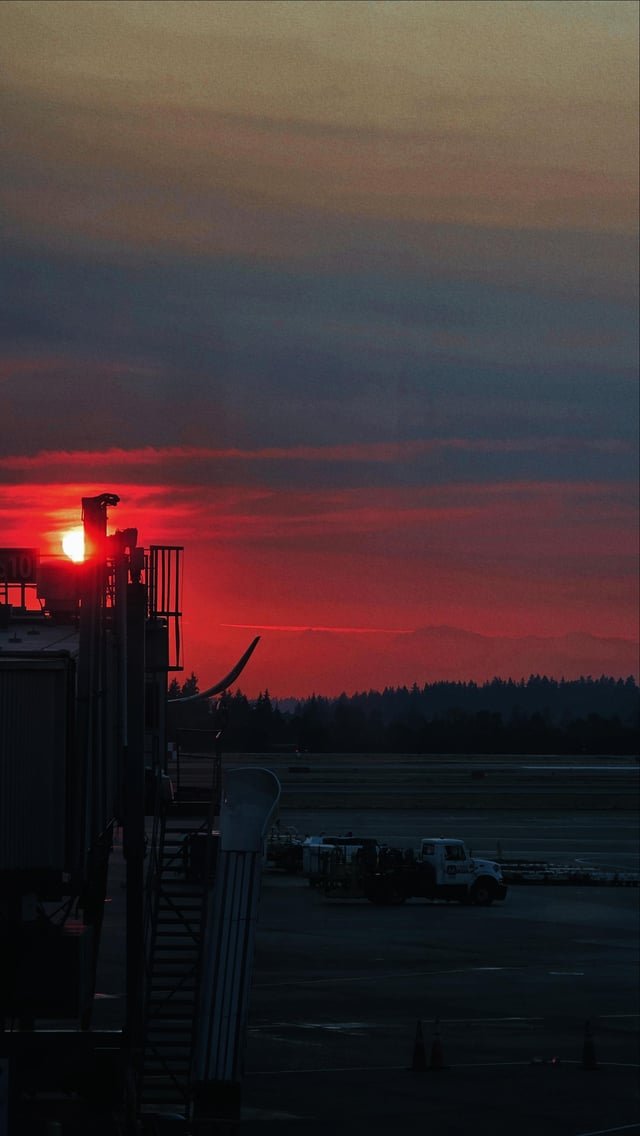 Through the dirty airport window