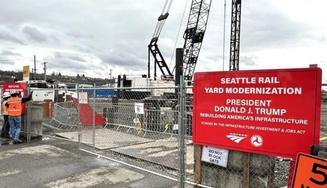 Umm why is his name on an infrastructure project paid for by President Biden’s 2021 infrastructure bill — a bill Trump fought against.