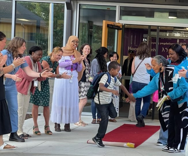 VIDEO: New school year begins with red carpet, high-fives for West Seattle Elementary students