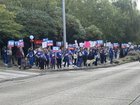 Washington State Nurses Association protesting outside Seattle Children’s Hospital for fair wages and safer working conditions