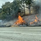 Fire off I-5 northbound by Boeing Field
