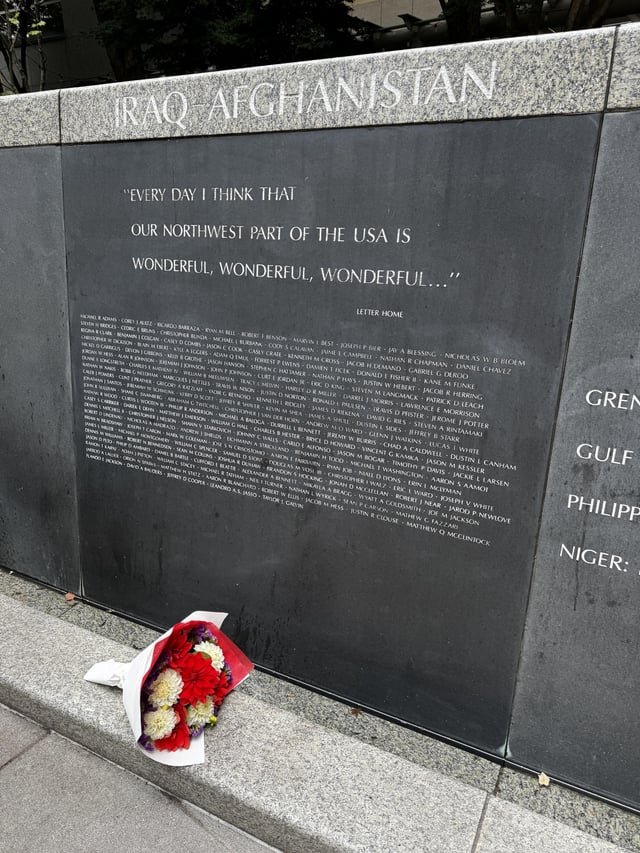 Thank you to the kind citizen who laid these beautiful flowers in from of Benaroya’s memorial today ♡