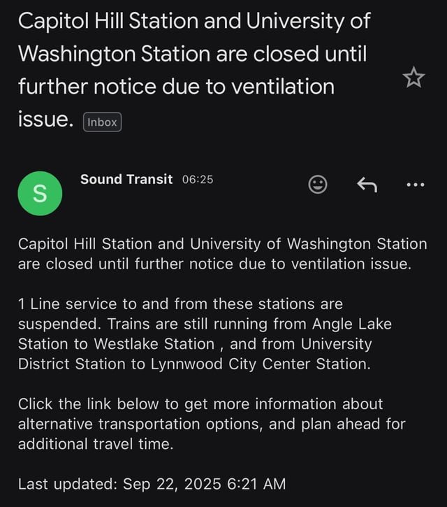 PSA: Avoid the light rail today if you want to get to work on time