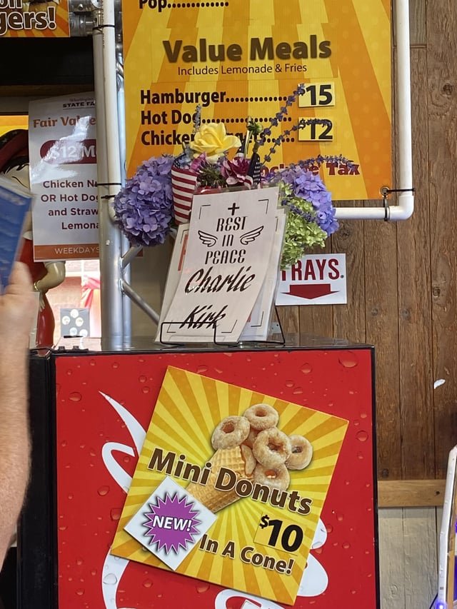 Kay’s Kitchen’s Charlie Kirk memorial at the state fair.