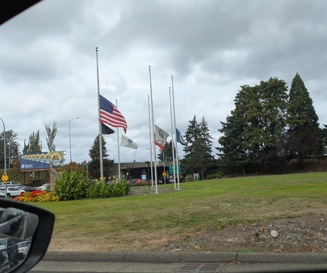 Why are the flags in Auburn at half mast today?
