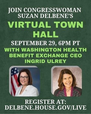 Virtual Town Hall with Suzan DelBene Monday @ 6pm!