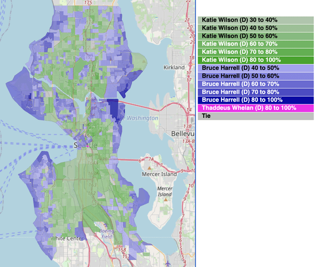 Precinct-level map of last month’s mayoral election primary