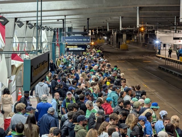 Trains are a little crowded tonight, please be patient. There’s extra ones being added.