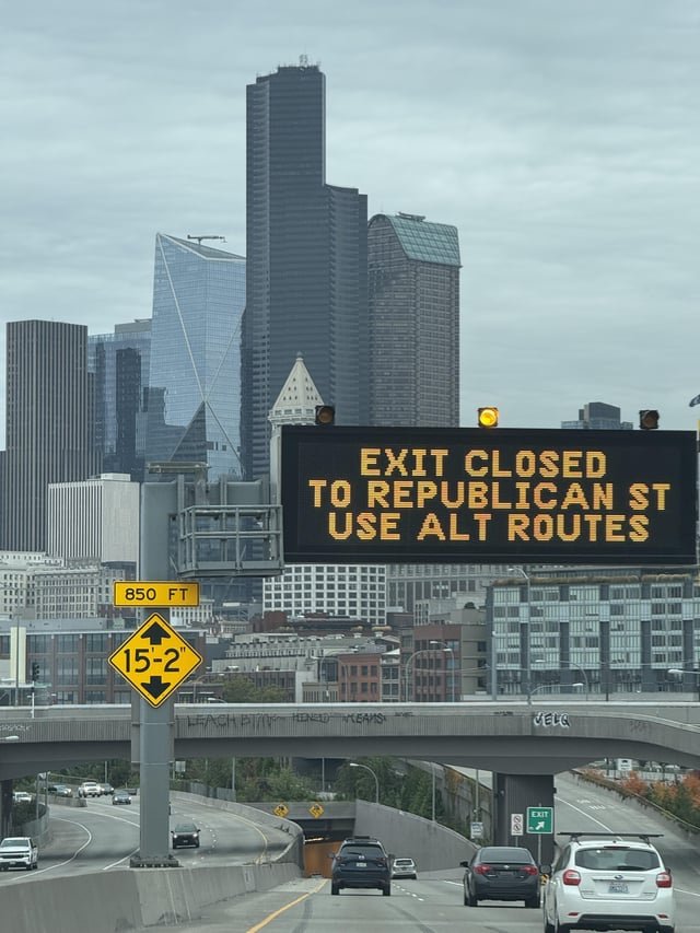 Entering Seattle right now