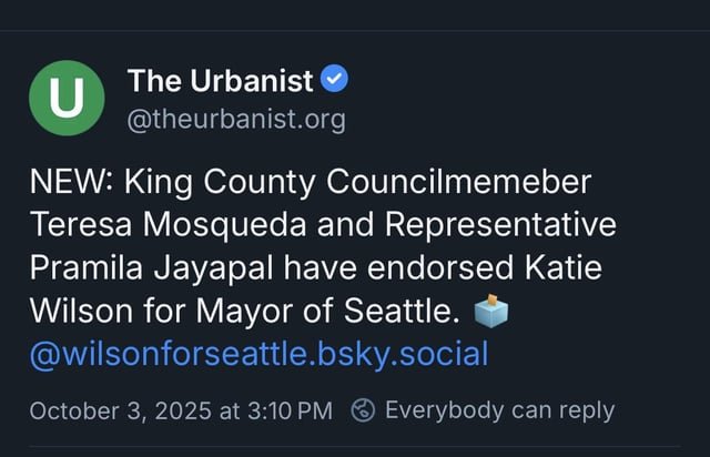 Pramila Jayapal endorsed Katie Wilson