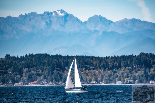 First snow of the season atop Mount Constance, viewed from Alki Beach this morning: