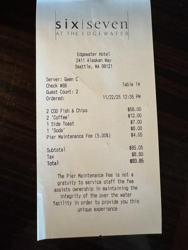 Pier maintenance fee itemized