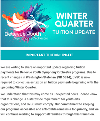 Thanks WA state democrats. Youth arts tuitions are now subject to sales taxes.
